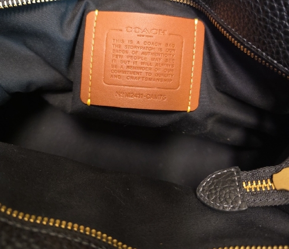 Coach® Pebble Black Leather Cargo Tote Handbag 2025 With Embroidered Logo - Picture 3 of 15